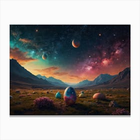 Easter Eggs below the stars Canvas Print