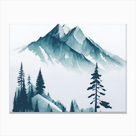 Mountain Background Minimal Landscape Art Very Plain Added Foreground Trees Watercolor Brush 13 20231027115713114 Owek D5nv Canvas Print