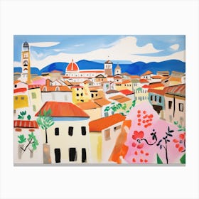 Florence Italy Cute Watercolour Illustration 4 Canvas Print