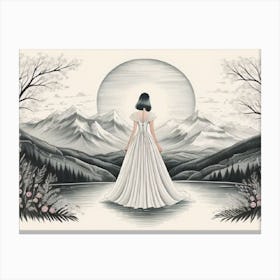 Woman In A White Dress Canvas Print