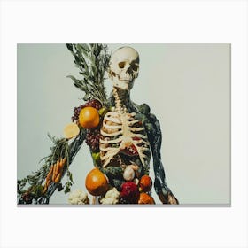 Skeleton With Vegetables Canvas Print