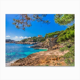 Beautiful coast view of Cala Ratjada on Mallorca island, Spain, Cala Gat, Mediterranean Sea Canvas Print