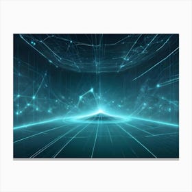 Abstract Image Of A Network Of Glowing Lines And Dots Against A Dark Blue Background, Creating A Sense Of Connection And Energy Canvas Print