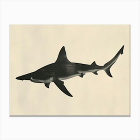 Scalloped Hammerhead Shark Grey Silhouette 2 Canvas Print