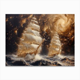 Two Ships In A Storm Canvas Print