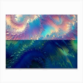 An Intricate Abstract Fractal Art Piece Showcasing Delicate, Feathery Patterns Resembling Flowers, Coral, Or Maybe Even Ice Crystals, In Vibrant Hues Of Purple, Pink, And Blue Against A Background Of A Soft, Iridescent Shimmer Canvas Print