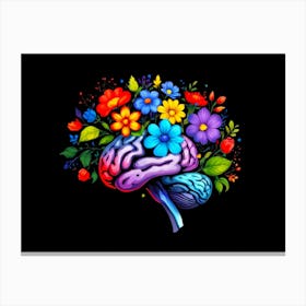 Brain With Flowers Canvas Print