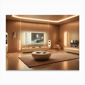 A Modern Living Room Interior With A Brown Color Scheme Canvas Print