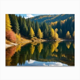 Autumn Trees By The Lake Canvas Print