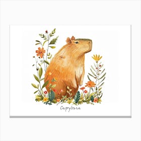 Little Floral Capybara 3 Poster Canvas Print