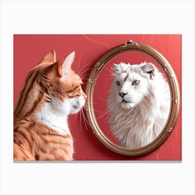 Cat In Mirror Canvas Print