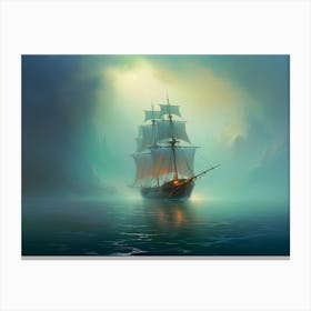 Pirate Ship In The Fog Canvas Print