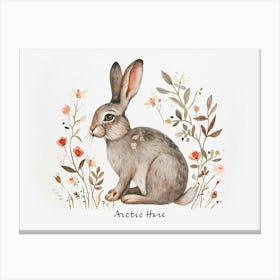 Little Floral Arctic Hare 1 Poster Canvas Print
