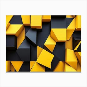 Yellow And Black Geometric Cubism Style 1 Canvas Print