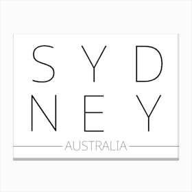 Sydney Australia Typography City Country Word Canvas Print