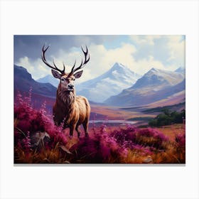 Red Stag Deer In Scottish Highlands 2 Canvas Print
