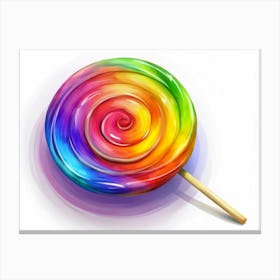 Rainbow Swirl Lollipop On A White Background Canvas Print