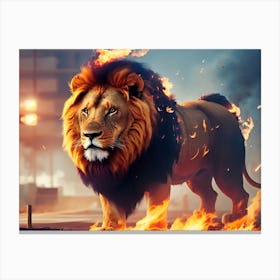 Lion On Fire 2 Canvas Print