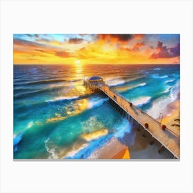 Aerial Pier Sunset3 Canvas Print