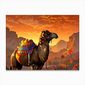 Camel In The Desert 13 Canvas Print