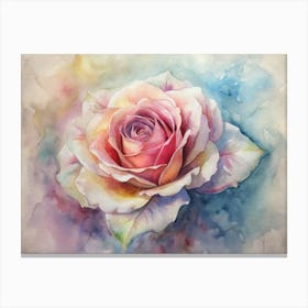 Pink Rose Watercolor Painting Canvas Print