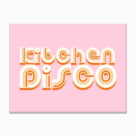 Kitchen Disco Typography Orange on Pink Canvas Print