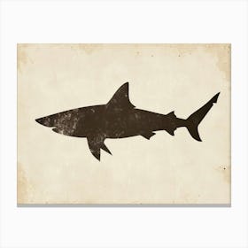 Bull Shark Grey Silhouette 7 Canvas Print