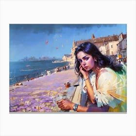 Woman On The Beach Canvas Print