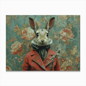 Absurd Bestiary: From Minimalism to Political Satire.Rabbit In Red Coat Canvas Print