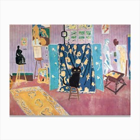 The Pink Studio With Black Cat Matisse Inspired Canvas Print