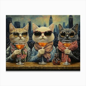 Cats At The Rooftop Bar 5 Canvas Print