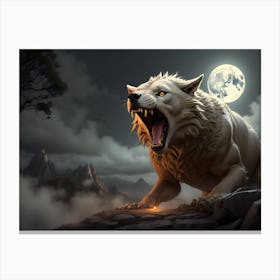 Wolf Howling At The Moon 2 Canvas Print