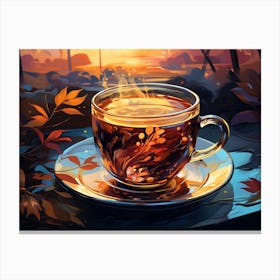 Tea Cup At Sunset Canvas Print