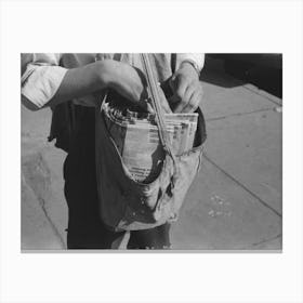 Newsboy S Sack Of Papers, Montrose, Colorado By Russell Lee Canvas Print