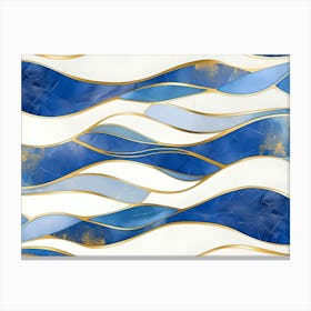 Blue And Gold Waves Canvas Print