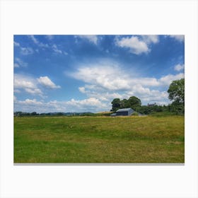 Field With A Barn Canvas Print