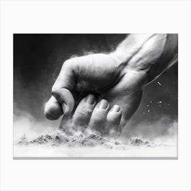 Fist Hand Reaching Into Sand Canvas Print