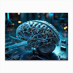 Abstract Concept Of A Brain Resembling An Intricate Circuit Board With Neural Lines Crisscrossing A (6) Canvas Print