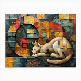 Cat Sleeping, Cubism Canvas Print