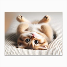 Kitten Laying On Its Back Canvas Print