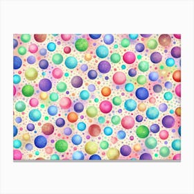 Colorful Seamless Pattern With Polka Dots And Bubbles Canvas Print