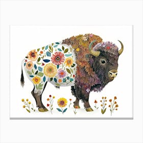 Little Floral Bison 1 Canvas Print
