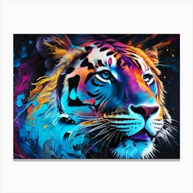 A Beautiful Tiger Head Color Brush Painting Canvas Print