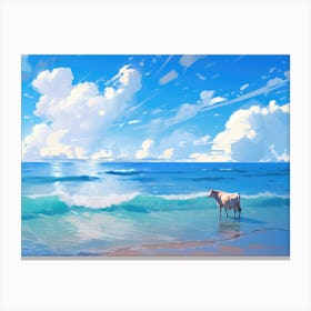 Cow On The Beach 1 Canvas Print