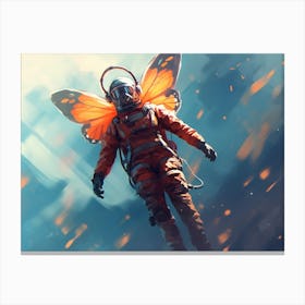 Astronaut becomes butterfly hovering in the infinite sky Canvas Print