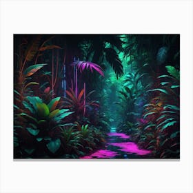 Futuristic neon cyberpunk jungle 7 Canvas Print