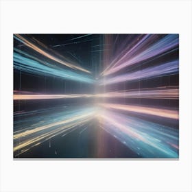 A Dark Background With Lines Of Light In Shades Of Blue, Purple, And Orange Radiating Outwards From The Center, Creating A Sense Of Speed And Motion Canvas Print