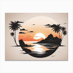 Sunset With Palm Trees 1 Canvas Print