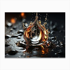 A Drop Of Metal Falls Into The Molten 3 Canvas Print