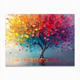 Elegant Colorful Tree With Vibrant Leaves Hanging Branches Canvas Print